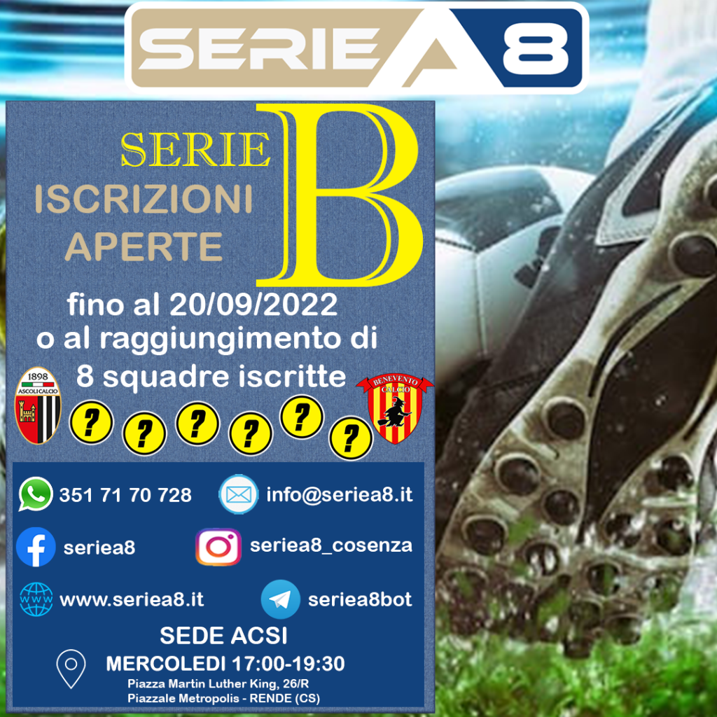 LOCANDINA ISCRIZIONI APERTE SERIEB 2022-2023