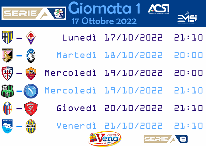 Giornata_1_orari_SERIE A LEGA CALCIO A 8