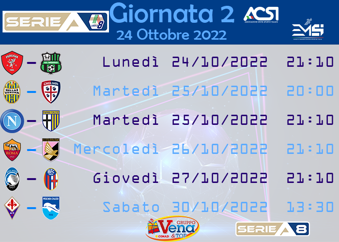 Giornata_2_orari_SERIE A LEGA CALCIO A 8