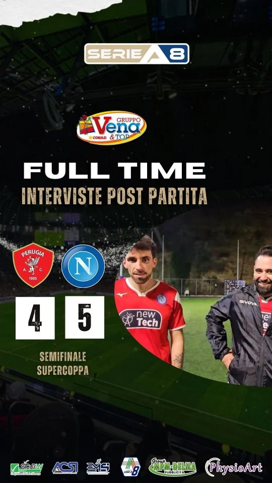 🎙 Le voci dei protagonisti al termine di #PerugiaNapoli - Semifinale di Supercoppa 🏆⚽️  👏🏼 Complimenti al @napoli.seriea8cs che diventa la prima finalista della competizione  🔴 LE INTERVISTE COMPLETE SONO DISPONIBILI SUL CANALE YOUTUBE 🔴 
.
.
.
#calcioa8 #calciotto #Calabria #Cosenza #football #calcio #soccer #Italia